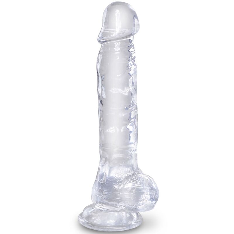 KING COCK - KLAR REALISTISK PENIS MED BOLLAR 16,5 CM TRANSPARENT