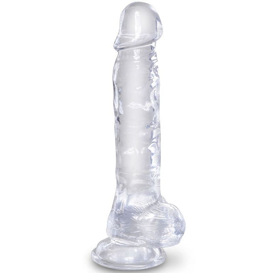 KING COCK - KLAR REALISTISK PENIS MED BOLLAR 16,5 CM TRANSPARENT