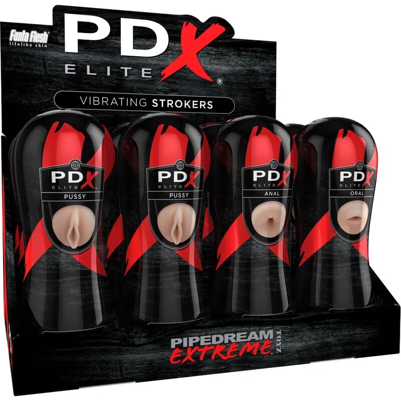 PDX ELITE Stroker Set med 12 enheter, 6 vagina, 3 ano, 3 mun