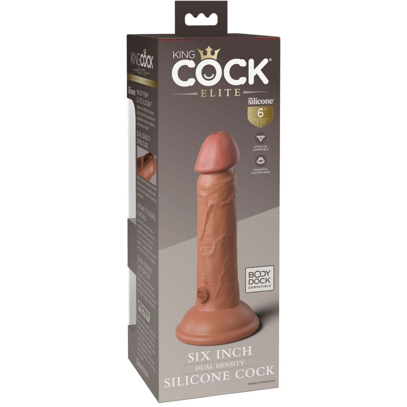 KING COCK - ELITE REALISTISK SILIKONDILDO 15,2 CM KARAMELL