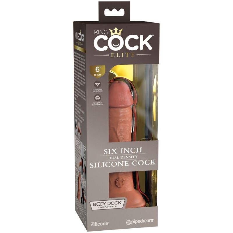 KING COCK - ELITE REALISTISK SILIKONDILDO 15,2 CM KARAMELL