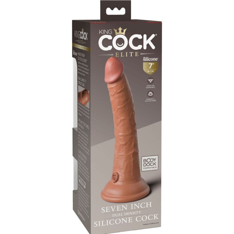 KING COCK Elite realistisk silikon dildo 17,8 cm karamell