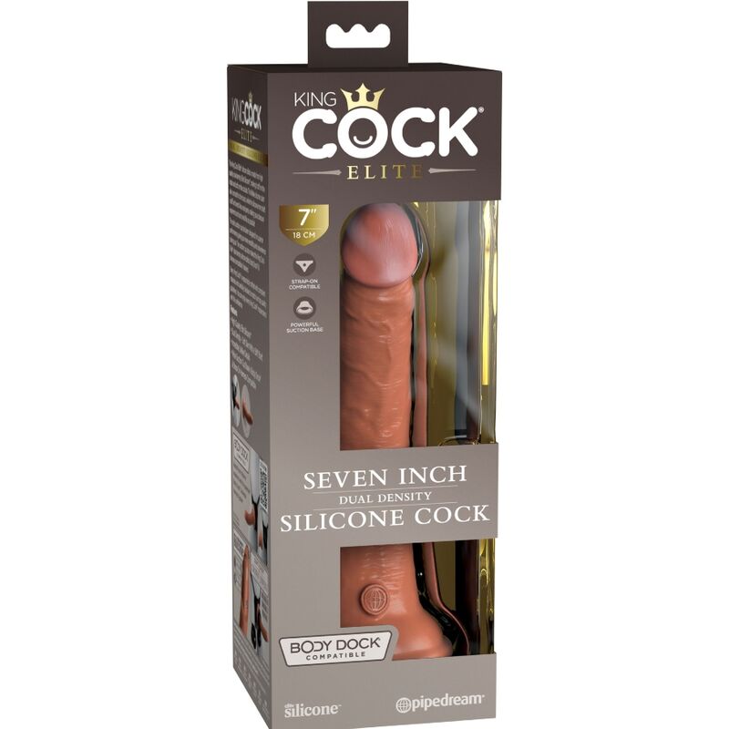 KING COCK Elite realistisk silikon dildo 17,8 cm karamell