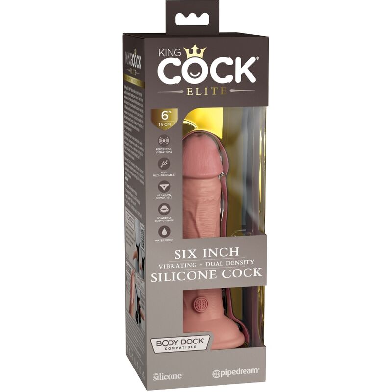 KING COCK - ELITE REALISTISK DILDO VIBRERANDE & SILIKON 15,2 CM