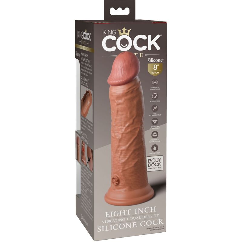 KING COCK - ELITE REALISTISK DILDO VIBRERANDE & SILIKON 20,3 CM KARAMELL