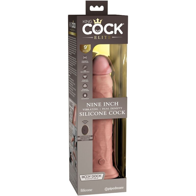 KING COCK - ELITE REALISTISK DILDO VIBRATOR & SILIKONFJÄRRKONTROLL 23 CM