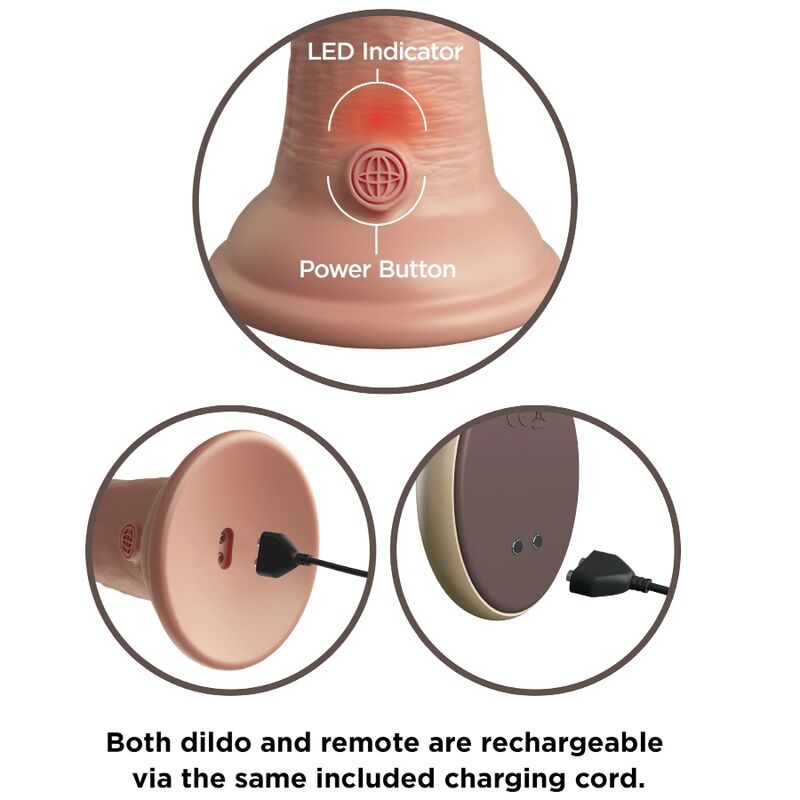 KING COCK - ELITE REALISTISK DILDO VIBRATOR & SILIKONFJÄRRKONTROLL 23 CM