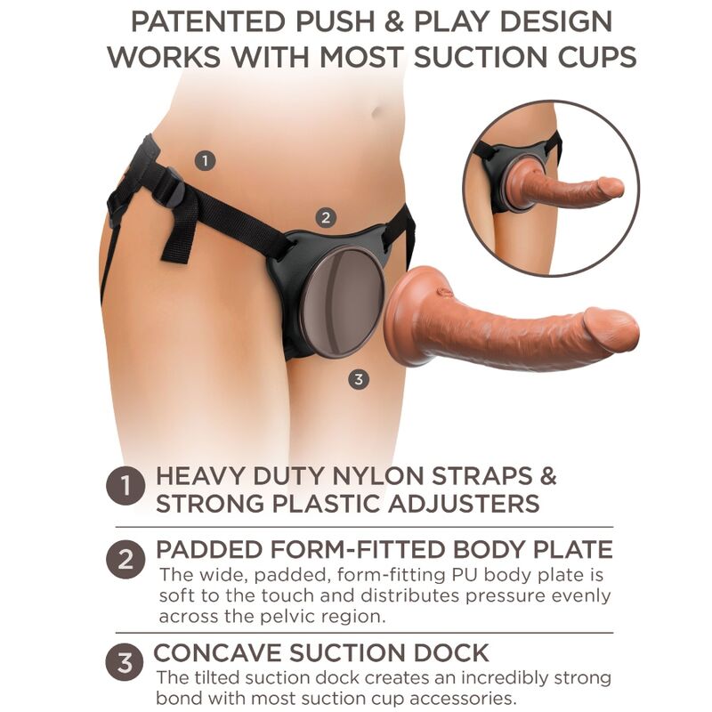 KING COCK Elite justerbart sängharnes med dildo 17,8 cm