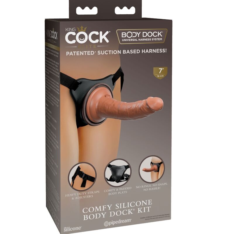 KING COCK Elite justerbart sängharnes med dildo 17,8 cm