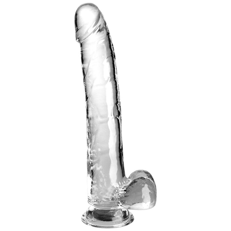 Klar dildo med testiklar 24,8 cm från KING COCK