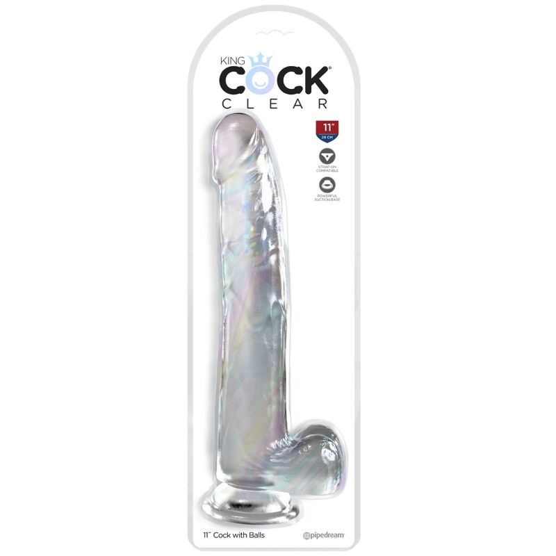 Klar dildo med testiklar 24,8 cm från KING COCK