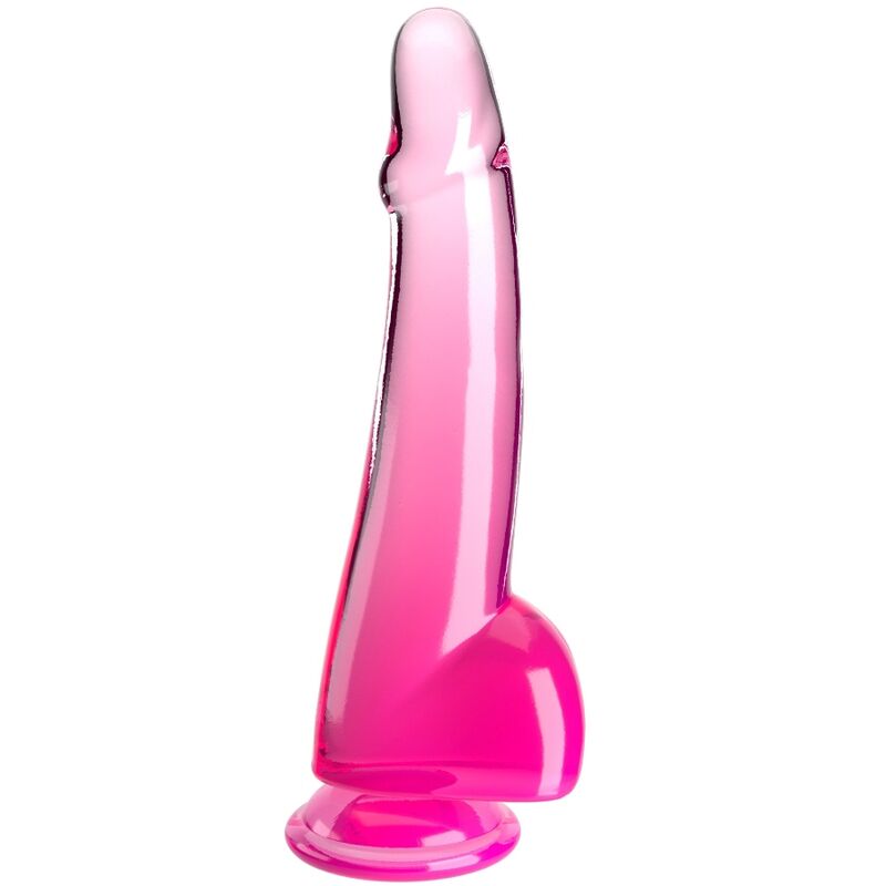 KING COCK klar dildo med testiklar 19 cm rosa