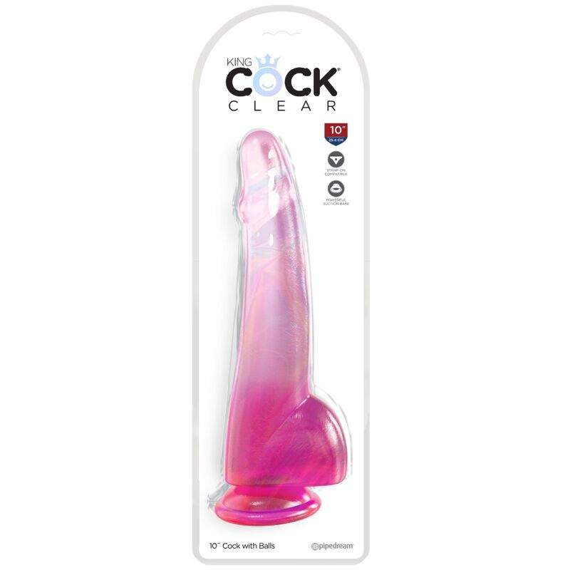KING COCK klar dildo med testiklar 19 cm rosa