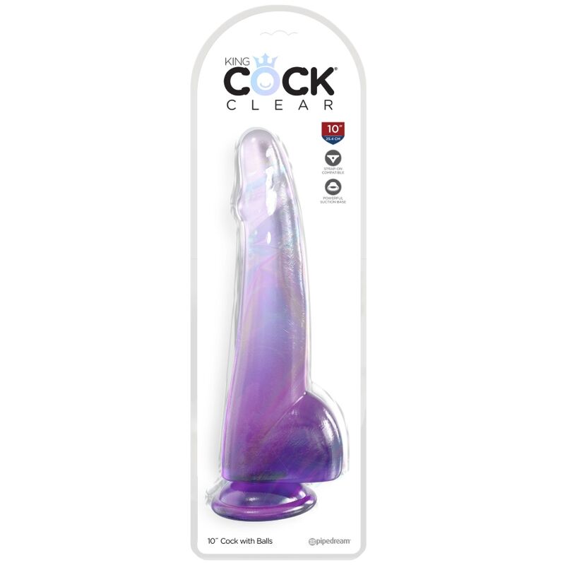 KING COCK klar dildo med testiklar 19 cm lila