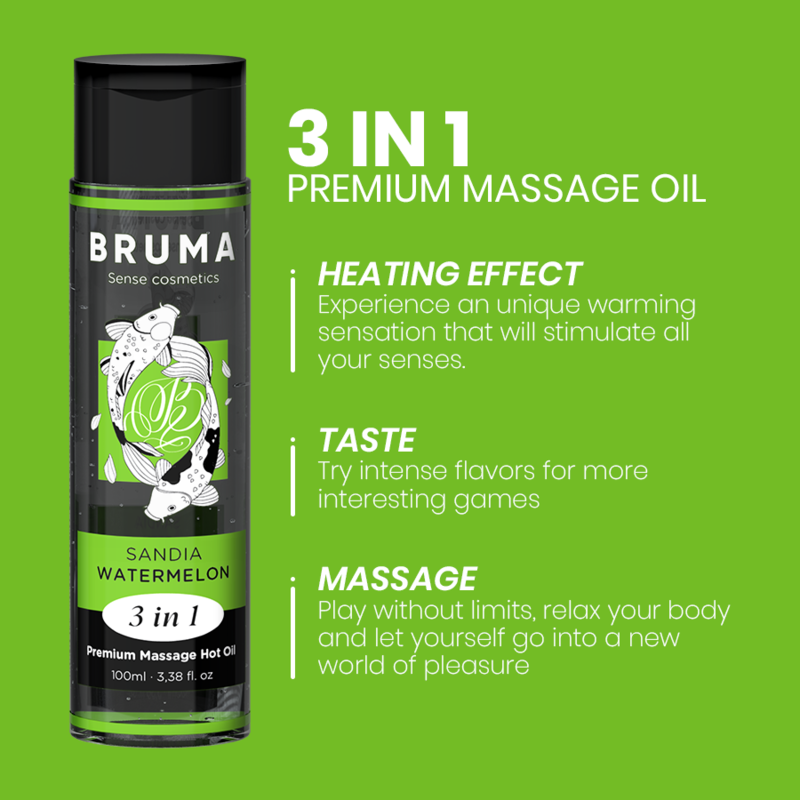 BRUMA Premium Massageolja Vattenmelon 3 i 1 - 100 ml