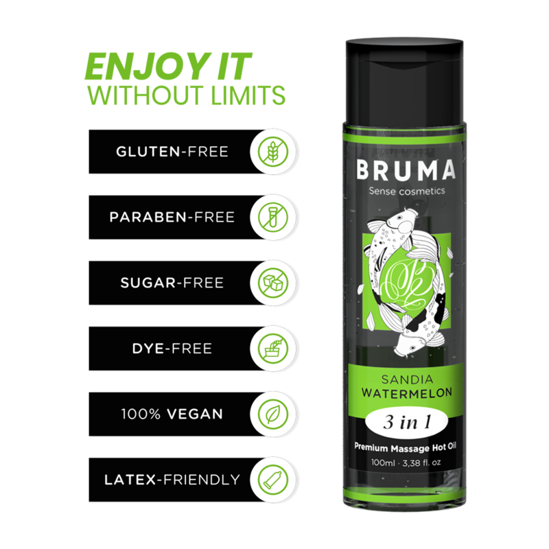 BRUMA Premium Massageolja Vattenmelon 3 i 1 - 100 ml