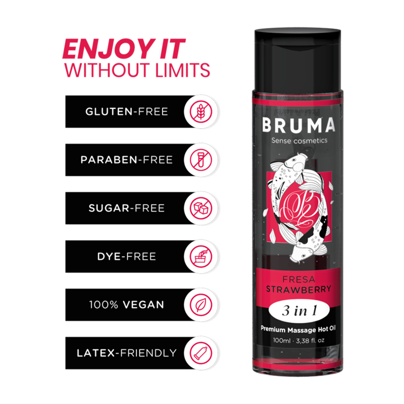 BRUMA Premium Massageolja Jordgubb 3 i 1 100 ml