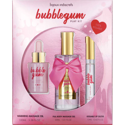 BIJOUX - INDISCRETS BUBBLEGUM PLAY KIT MED OLJA & LÄPPGLANS