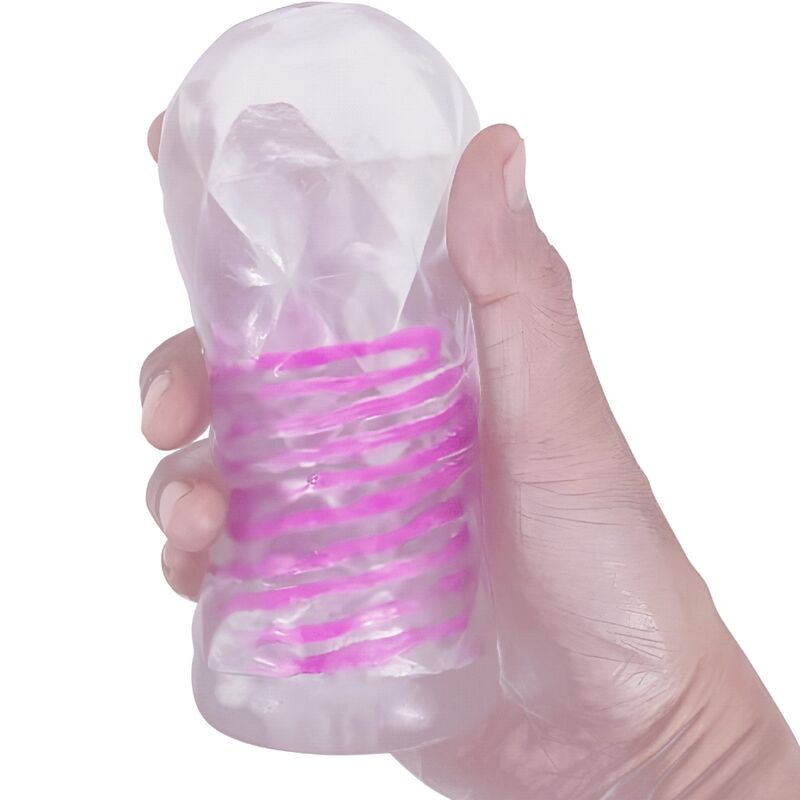 Transparent manlig masturbator med spiral och bollar