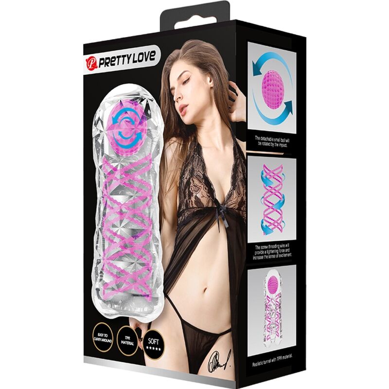 Transparent manlig masturbator med spiral och bollar
