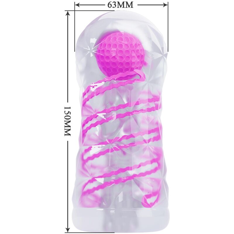 Transparent manlig masturbator med spiral och bollar
