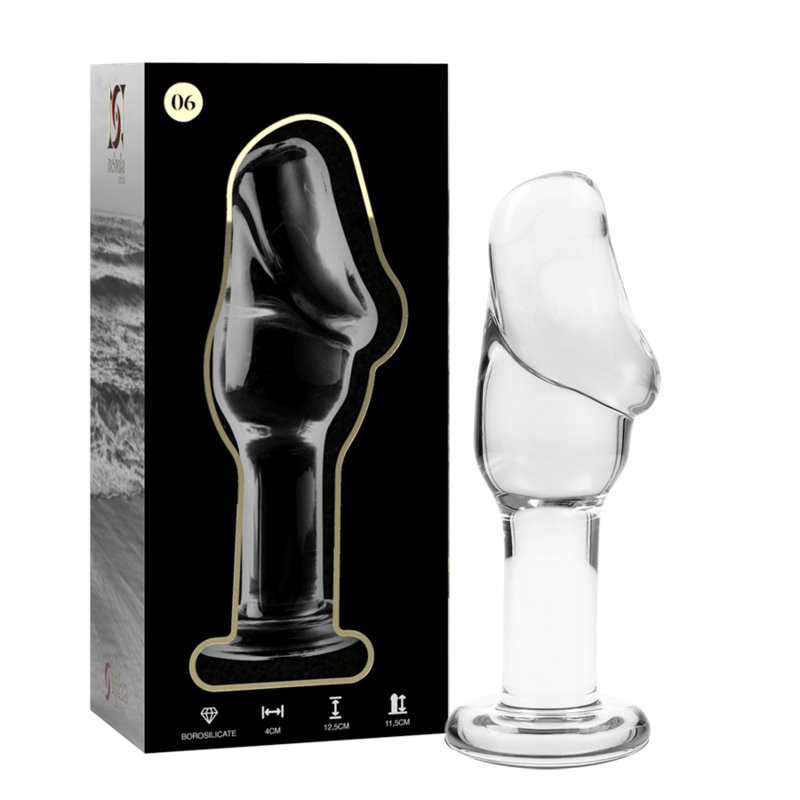 NEBULA SERIES BY IBIZA - MODEL 6 ANAL PLUG BOROSILICATE GLASS CLEAR 12,5 CM -O- 4 CM