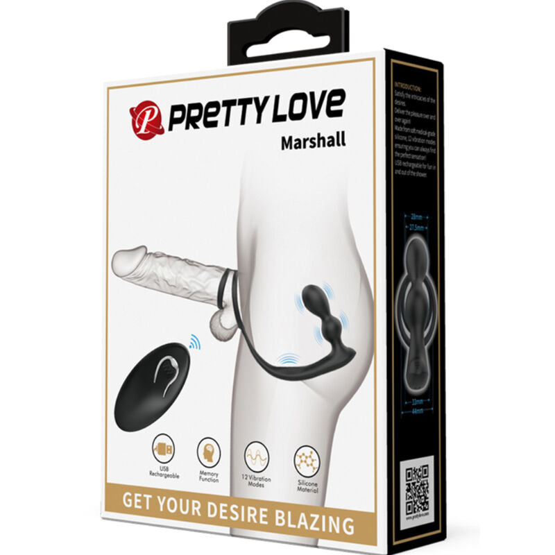 Pretty Love Marshall penisring med vibrerande analplugg
