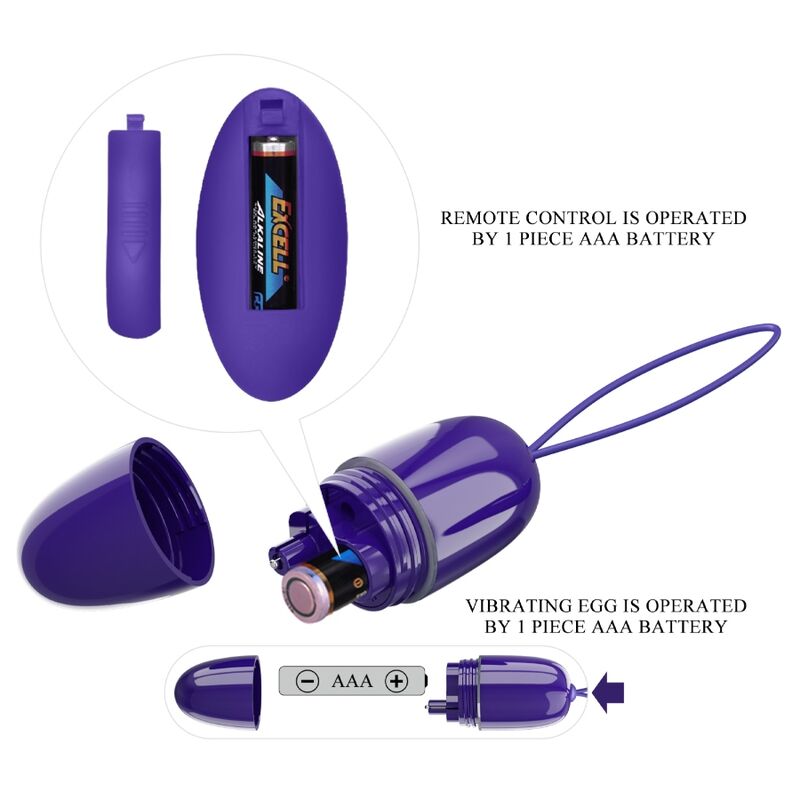 Vibrerande ägg med fjärrkontroll i violett