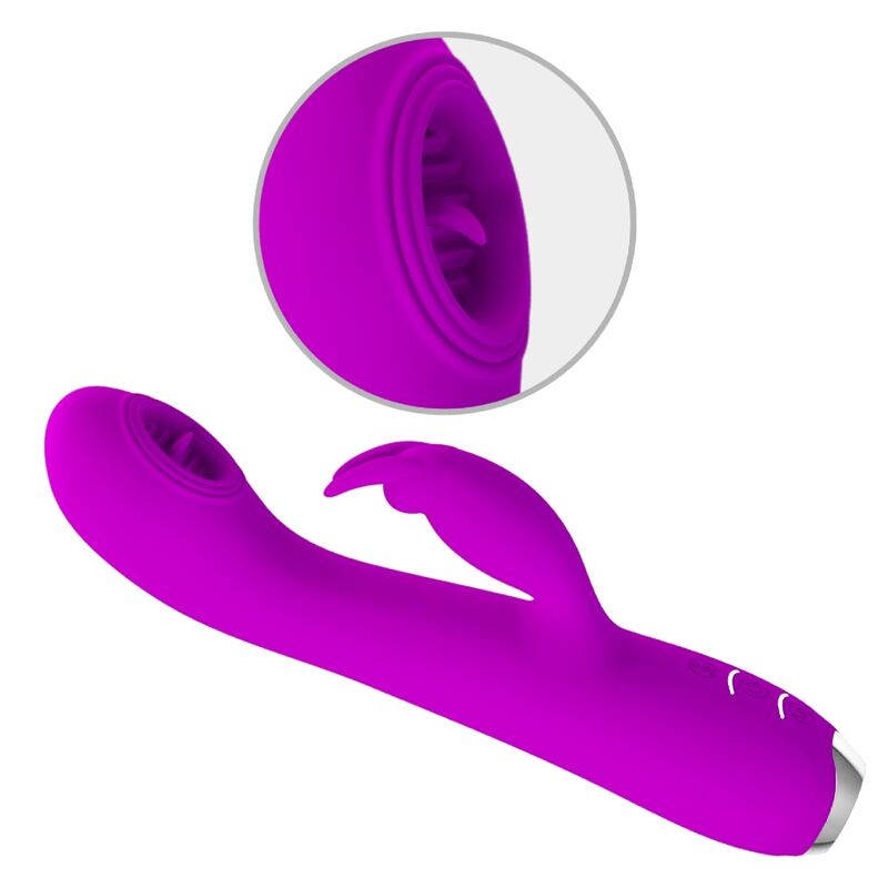 Återladdningsbar vibrator med lila suktionspropp