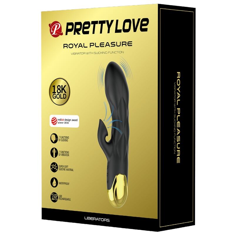 Svart lyxvibrator från PRETTY LOVE med guldplätering