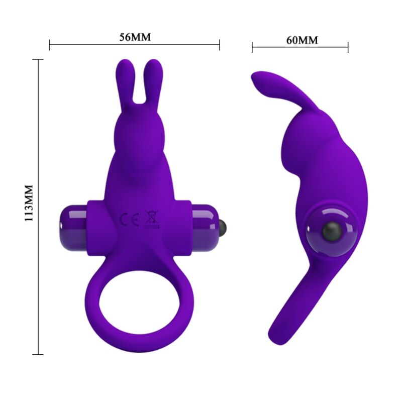Vibratorring i Rabbit för lila penis från PRETTY LOVE