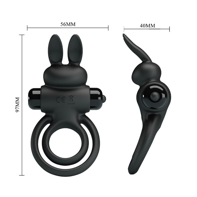 Pretty Love vibrator III rabbit ring för svart penis