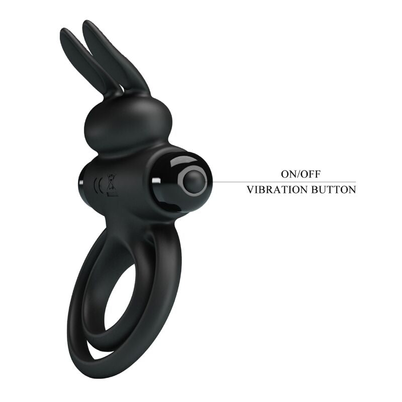 Pretty Love vibrator III rabbit ring för svart penis