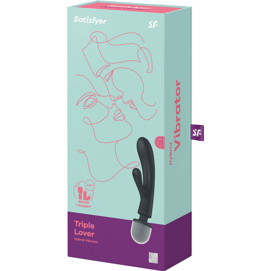 SATISFYER - TRIPLE LOVER RABBIT VIBRATOR MASSAGER GRÅ