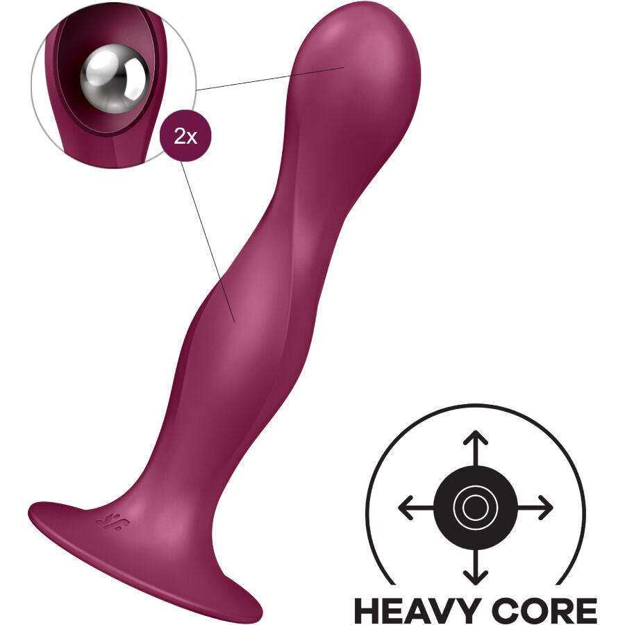 Satisfyer Double Ball-R silikon dildo i garnet färg