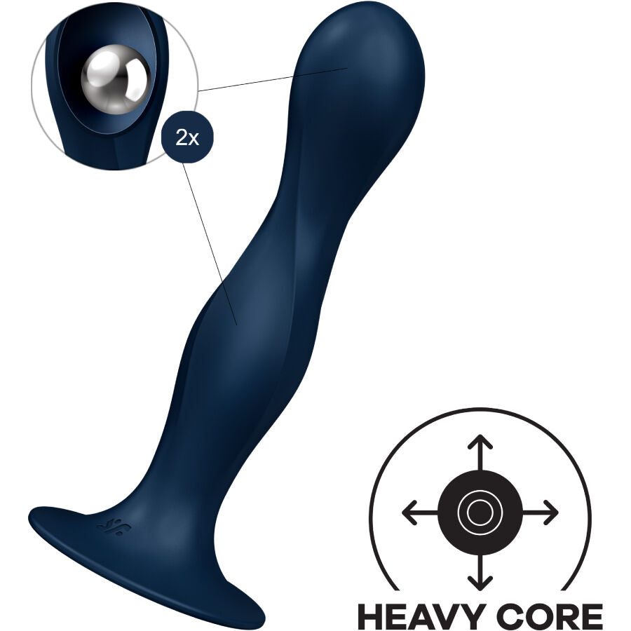 Satisfyer Double Ball-R silikon dildo i blå färg