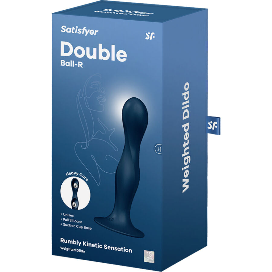 Satisfyer Double Ball-R silikon dildo i blå färg