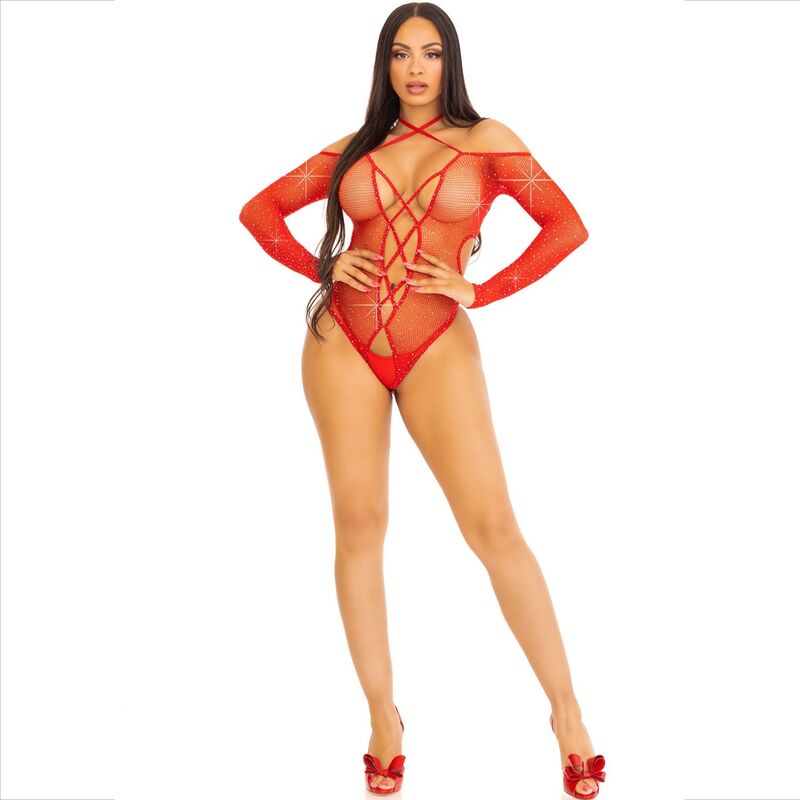 LEG AVENUE - BODY CROTHLESS MED GLANSIG RÖD