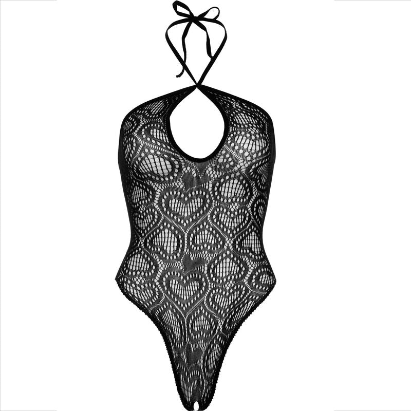 Svart spetsbodysuit med halterneck från Leg Avenue