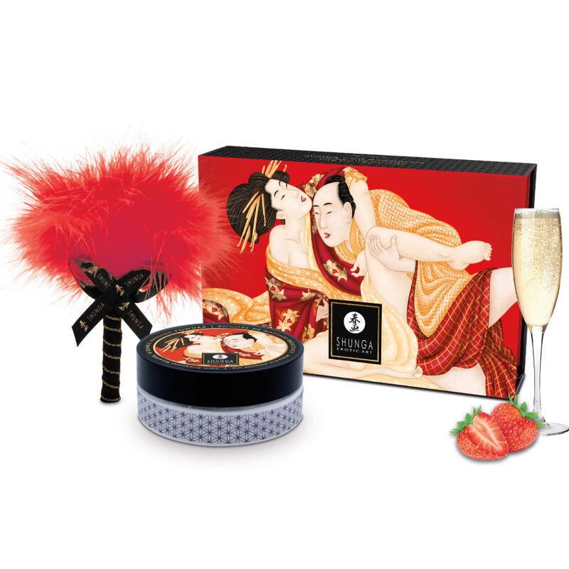 SHUNGA - JORDGUBBSEDBARA MASSAGEPULVER KIT