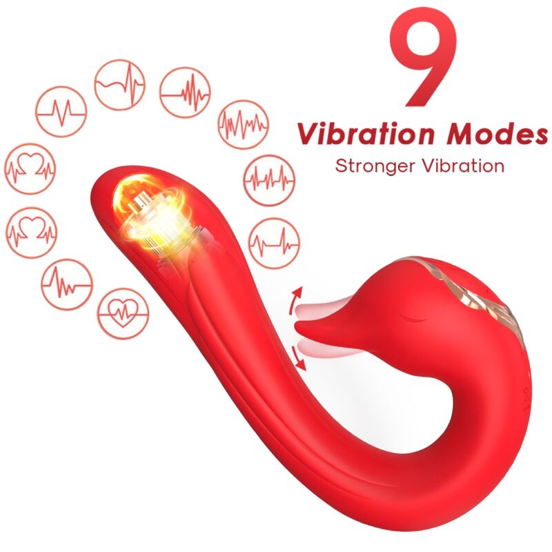 ARMONY delfin vibrator multiposition med värmeeffekt i röd färg
