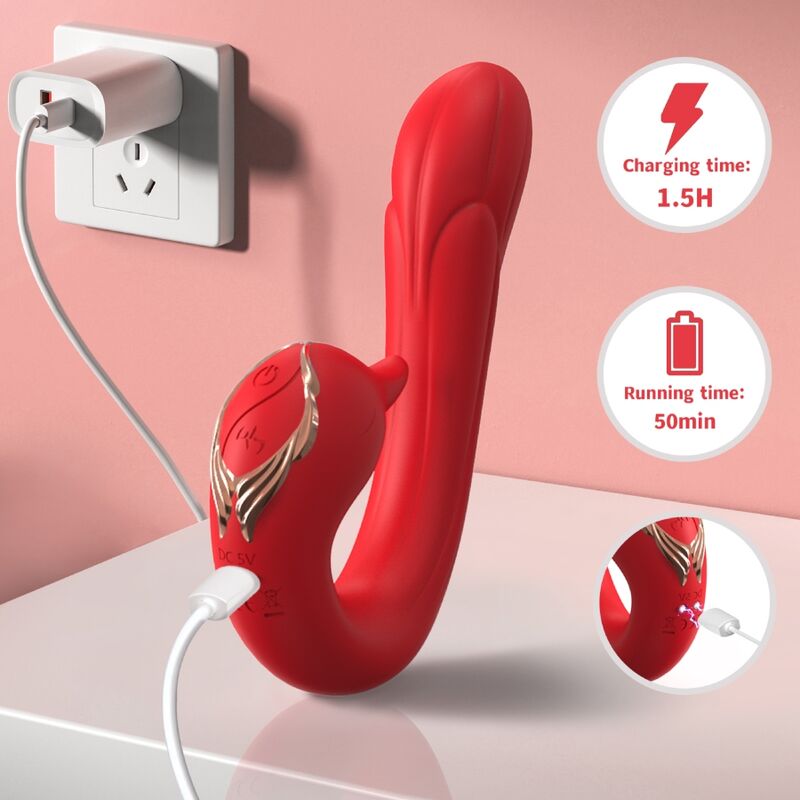 ARMONY delfin vibrator multiposition med värmeeffekt i röd färg