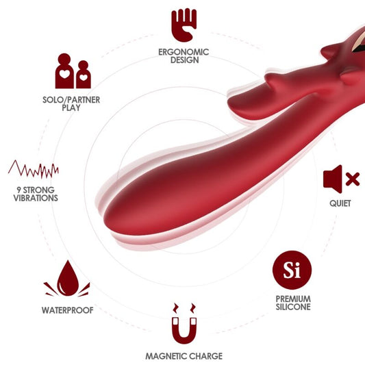 ARMONY Elk Vibrator Rabbit Curved Red