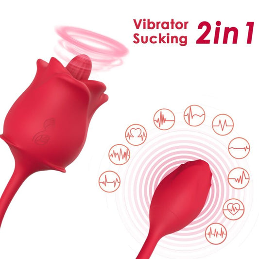ARMONY - PINK 2 I 1 SUKTIONSTIMULATOR & VIBRATOR 10 LÄGEN MED RÖD SVANS