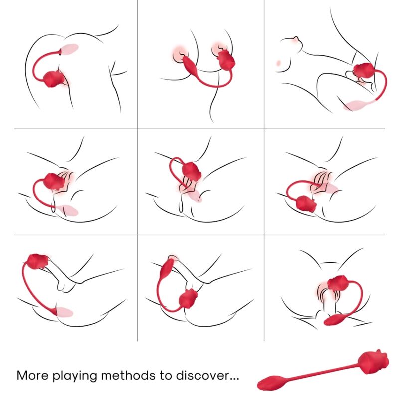 ARMONY - PINK 2 I 1 SUKTIONSTIMULATOR & VIBRATOR 10 LÄGEN MED RÖD SVANS
