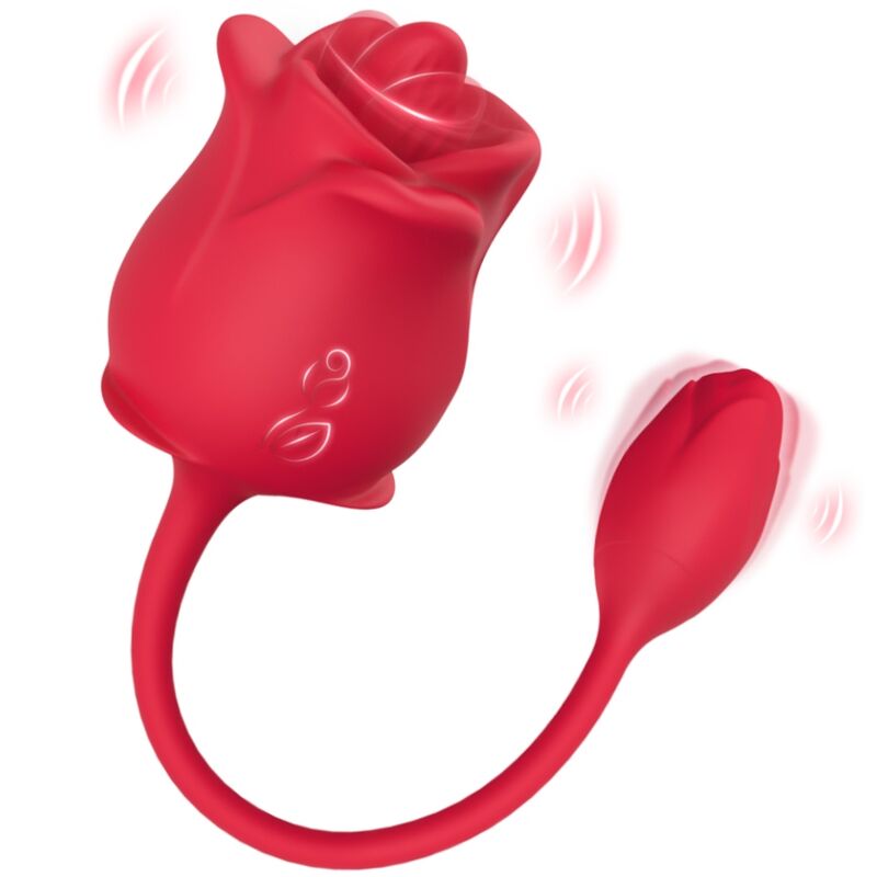 ARMONY - PINK 2 I 1 SUKTIONSTIMULATOR & VIBRATOR 10 LÄGEN MED RÖD SVANS