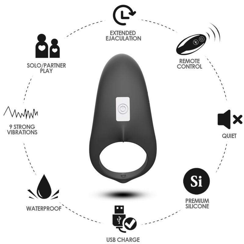 ARMONY Shark Vibrator Ring för par med fjärrkontroll svart