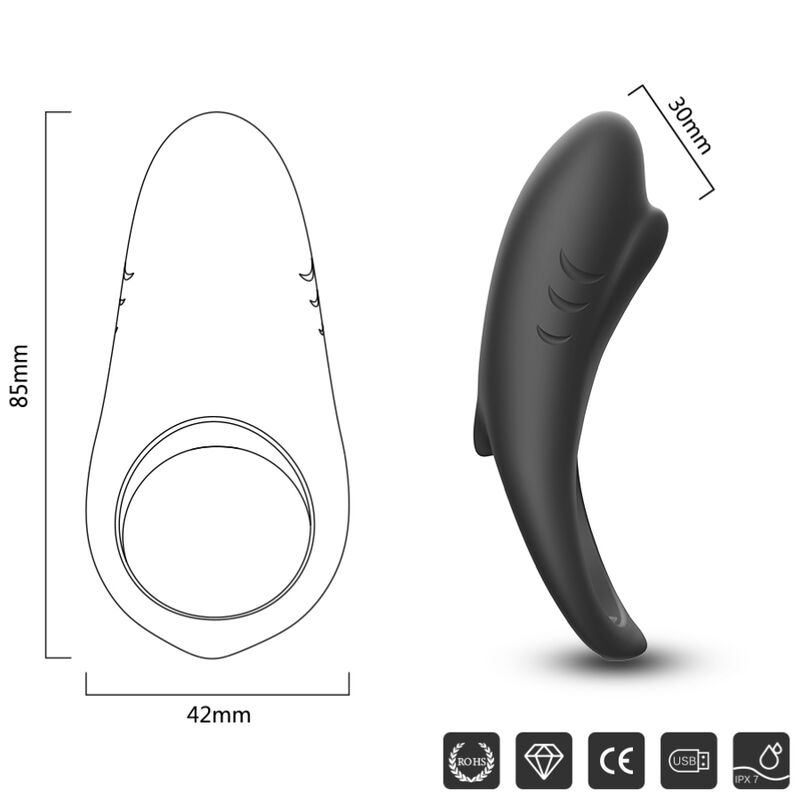 ARMONY Shark Vibrator Ring för par med fjärrkontroll svart