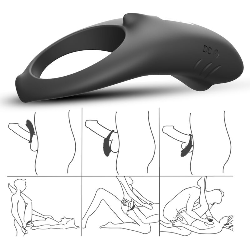 ARMONY Shark Vibrator Ring för par med fjärrkontroll svart