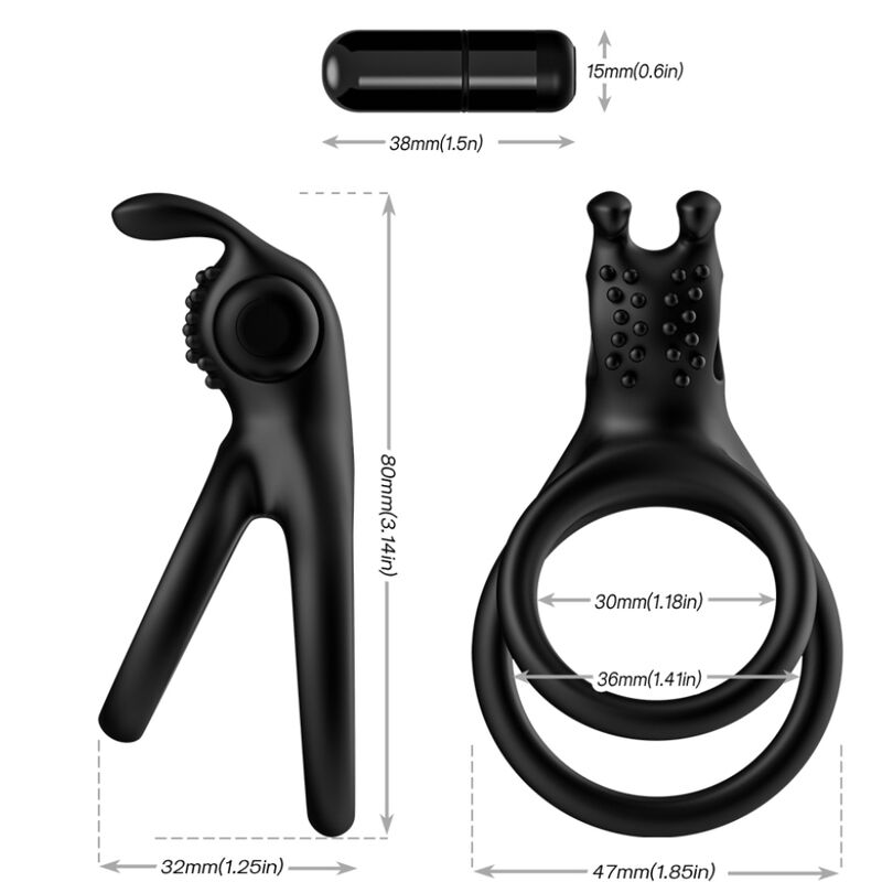 ARMONY - TRAVELER DOUBLE VIBRATOR RING FÖR PAR RABBIT SVART